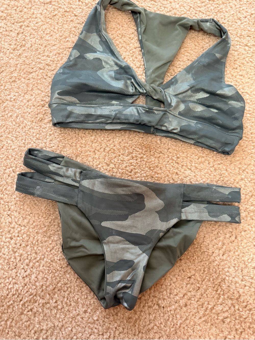 Olive Camo Strappy Two-Piece Bikini Set